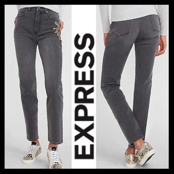 NWT Express Super High Waist Beaded Jean - Picture 4 of 12